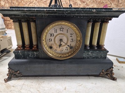 Antique Seth Thomas Adamantine 6 Pillar Mantle Clock 