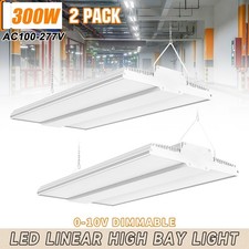 2 PACK 300W LED Linear High Bay Light, 45000LM Commercial Shop Light Fixture UL