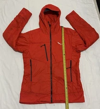 Salewa Tirol Wool Celliant Puffy Jacket Mens Medium M Orange Hooded READ 