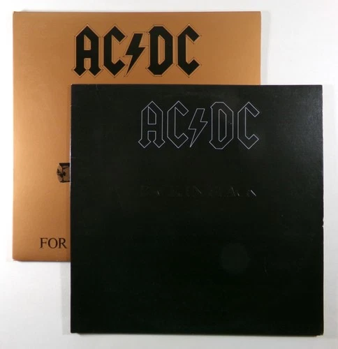 Lot of 2 AC/DC Vinyl LPs Back In Black (1980) + For Those About To Rock (1981)