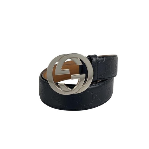 Used GUCCI◆Interlocking/belt with buckle/leather/black/men's/411924//