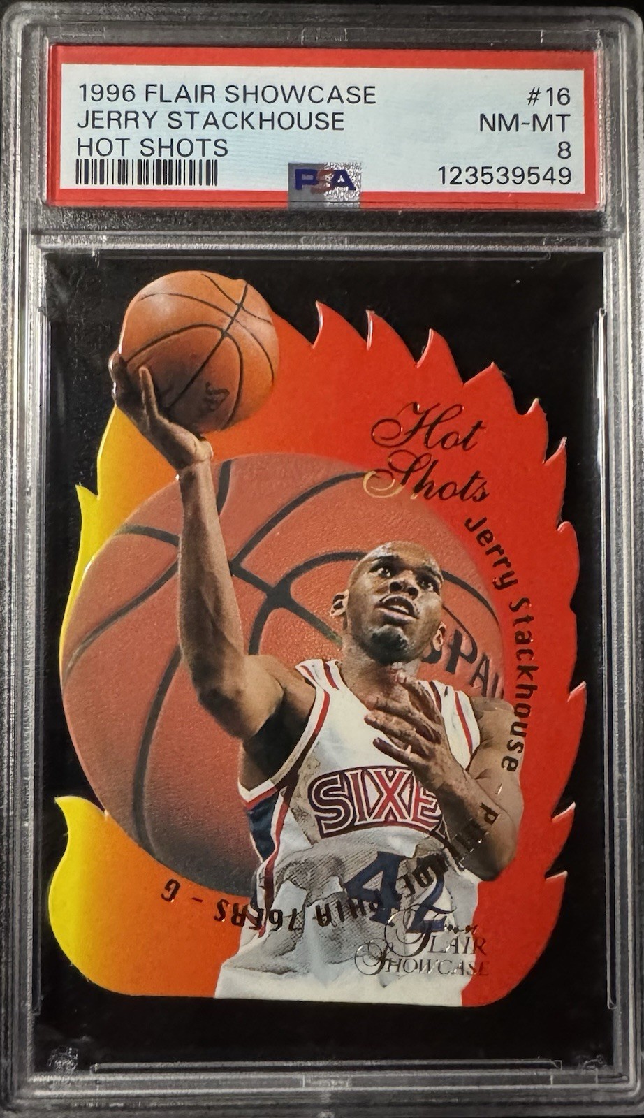 1996 Fleer Flair Showcase Hot Shots #16 Jerry Stackhouse 76ers Insert PSA 8 NMMT