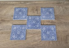 SET 5 ANTIQUE MINTON CHINA WORKS TILES 6" VICTORIAN BLUE WHITE FLORAL TRANSFER