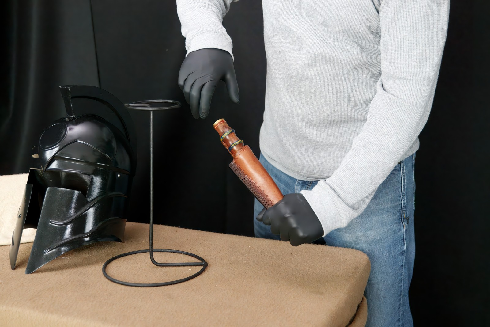 Historical Armor Weapon Set: Roman, Viking, Medieval Knight Helmet & Knives