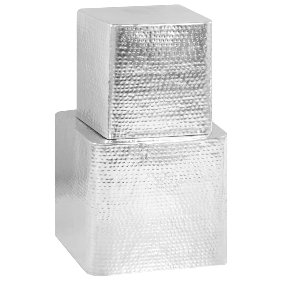 2x Tavolini da Caffè in Alluminio Argento Moderni Tavolo Basso Salotto vidaXL - Immagine 3 di 4