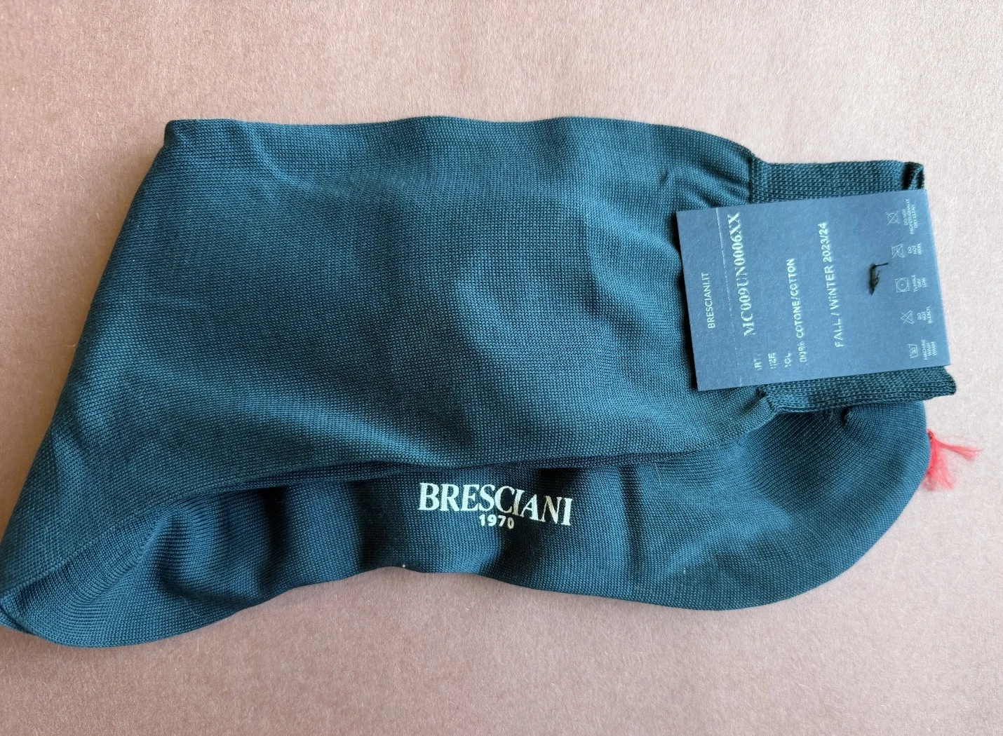 Fall/Winter 2023/24 Men's Bresciani Socks NWT 100% Cotton Dark Teal Solid