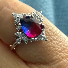 Rainbow ring zirconi purple blue sizes P, T, U gift ladies silver Marquise Trend