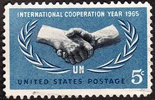 1965 International Coop. Year Single 5¢ Postage Stamp, Sc# 1266, MNH, OG