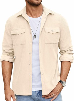 Men's Button Down Waffle Shirt Jacket Casual Shacket Lightweight Overshirts