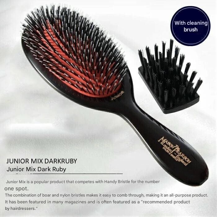 ヘアブラシ・コーム Mason Pearson Junior Mix Dark Ruby Mason Pearson Junior Bristle Nylon Hairbrush BN2 Dark Ruby w