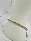 Vtg EMMONS Signed Gold Tone Coil Link Chain Bracelet Textured Fob Dangle 7.5" — photo 7