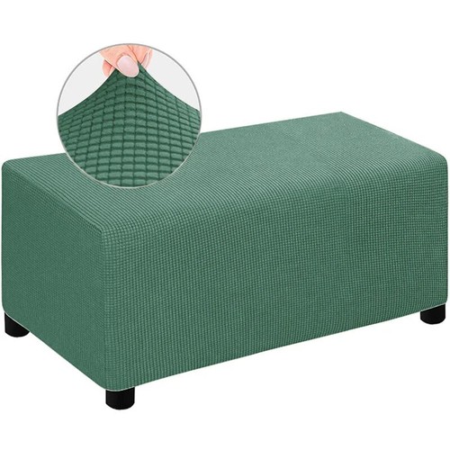 Polar Fleece Ottoman Cover Stretch Rectangle Footrest Furniture Slipcover - Picture 34 of 39