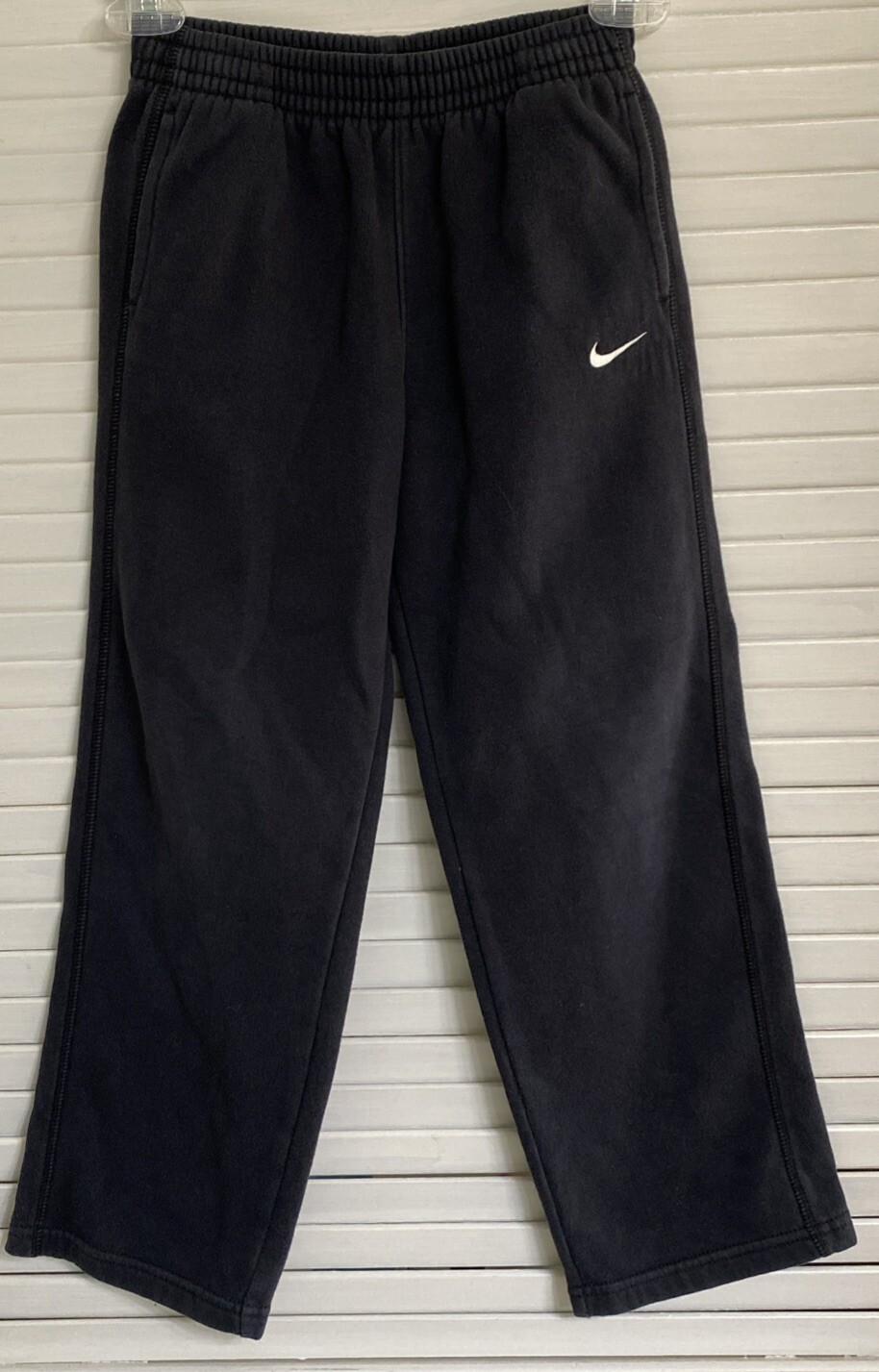 Child Nike Fleece Lined Open Hem Athletic Pant, 7, Black, Cotton Blend