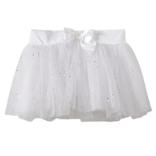 Capezio Girls White Tulle Hologram Stars Dance Tutu Skirt Size Large