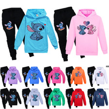 Boys Girls Kids Lilo Stitch Hoodies Jumper Sweatshirt Tops Pants Outfit Clothes