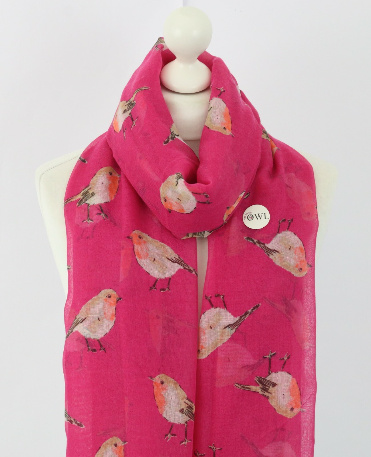 Soft Robin Scarf Red Robins Garden Bird Print Scarves Christmas Wrap