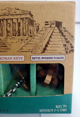 True Genius Ancient Treasures Gift Box 5 wood & metal Brainteasers