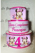 Torta BABY MINNIE 3piani Scenografica personalizzata Polistirolo Finta Compleann
