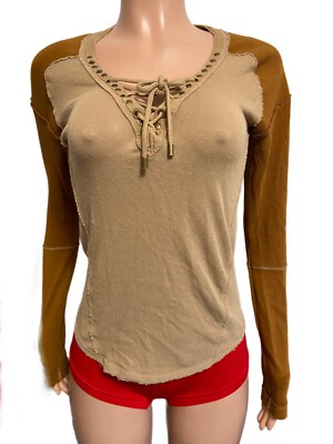 tan lace up top