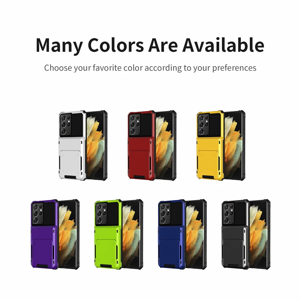 For Samsung S25 S24 Ultra S23 S22 S21 S20 Plus Shockproof Wallet Card Stand Case - Image 2 of 4