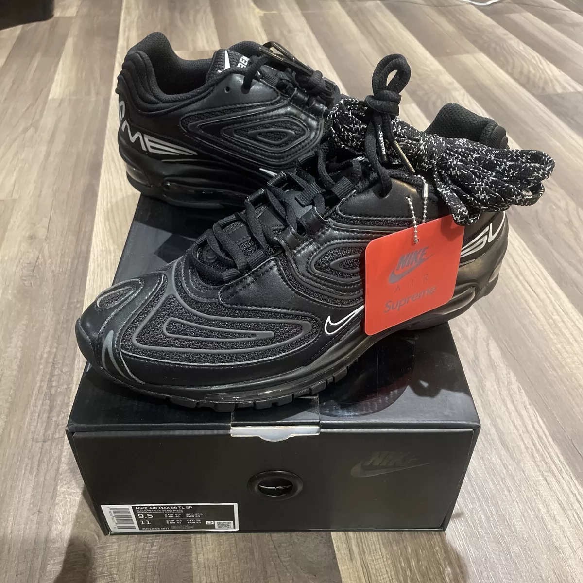 Size 9.5 Nike Air Max 98 TL SP x Supreme Black 2022