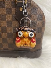 leather owl bag charm Keychain Car Key Fob handmade gift