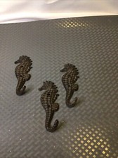 SET OF THREE SEAHORSE TOWEL HOOKS