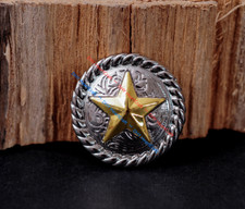 5X 1-1/4" Bling Silver Western Gold Texas Star Leathercraft Belt Saddles Conchos