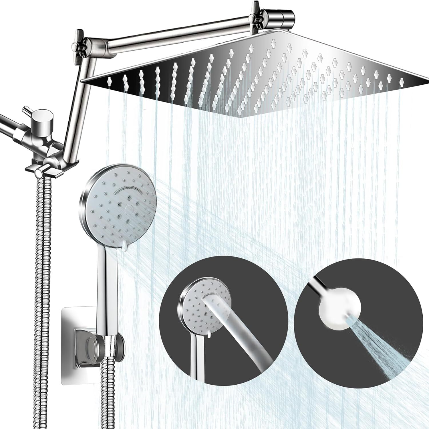 12 Inch Rainfall Shower Head with Handheld Combo,handheld mode Rain Shower Head