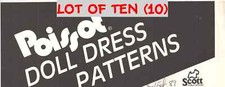 LOT OF TEN 10 POISSOT DOLL CLOTHES SEWING PATTERNS VINTAGE