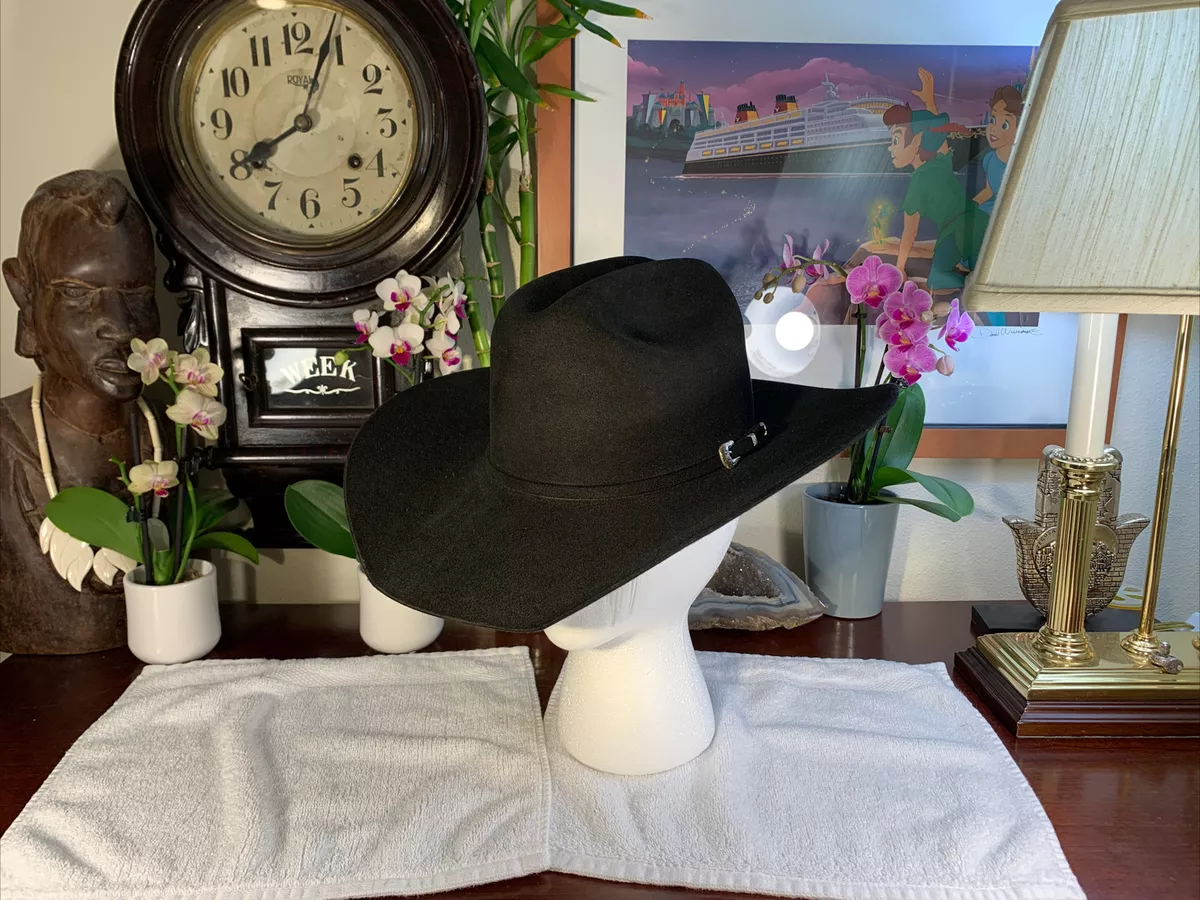 VINTAGE Rod's Western Palace THE SPECIALIST Black Cowboy Hat 6 7/8 LONG  OVAL