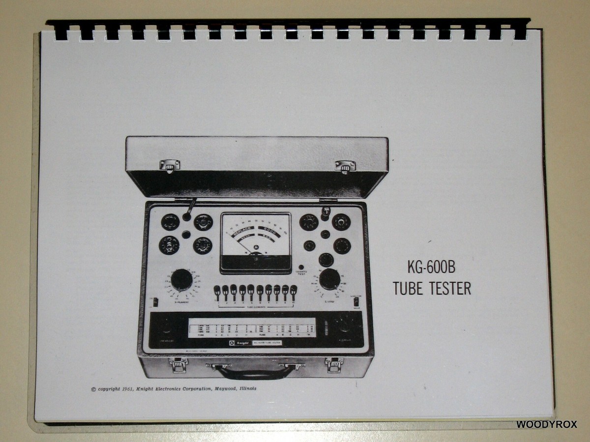 Manual & Tube Set-Up Charts for all Knight 600 Testers with or w/o