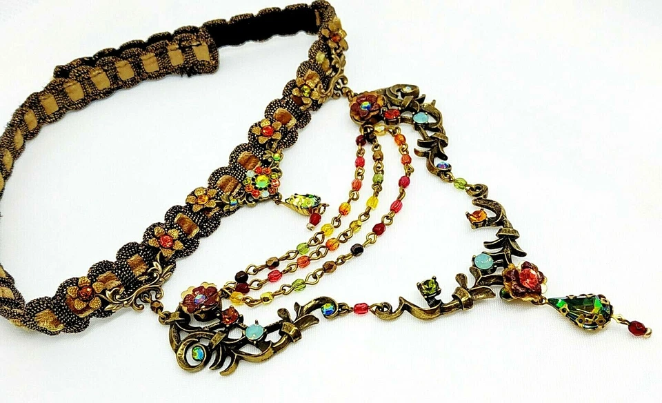 Gargantilla de tela de Michal Negrin cristales multicolores único. Foto 3 de 4