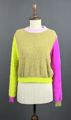 AKEP Colorful Color Block Eyelash Pullover Sweater Size IT42
