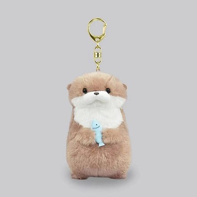 Cute Otters Holding Fish Plush Keyrings Lightweight Hanging Pendant Props Wal:J~