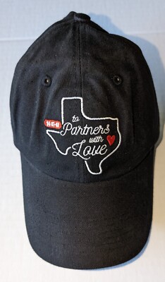 HEB Hat Grocery Store Cap to Partners with Love Black Embroidered Strapback