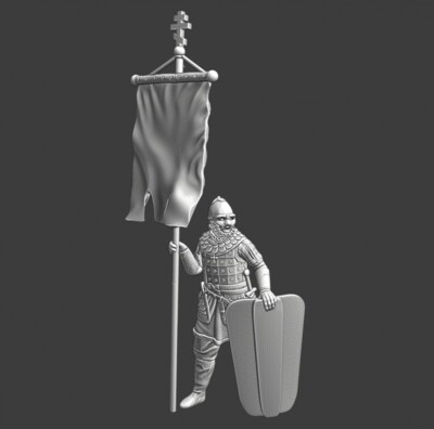 Northern Crusades Miniatures Medieval Russian Knight w/ Novgorod Standard Banner
