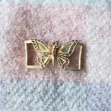 Vintage Gold Tone Butterfly Belt Buckle Slide Midcentury