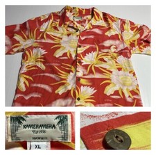 Kamehameha VTG USA Hawaii Aloha Shirt Ltwt Rayon Tropical Short Sleeve XL