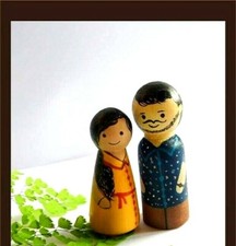 Customized handmade wooden couple peg dolls