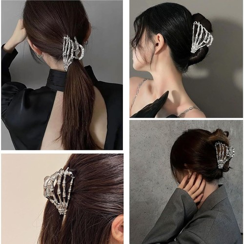 2PCS Skeleton Hand Hair Clips Halloween Punk Claw Clip Day of the Dead Styling - Picture 4 of 7