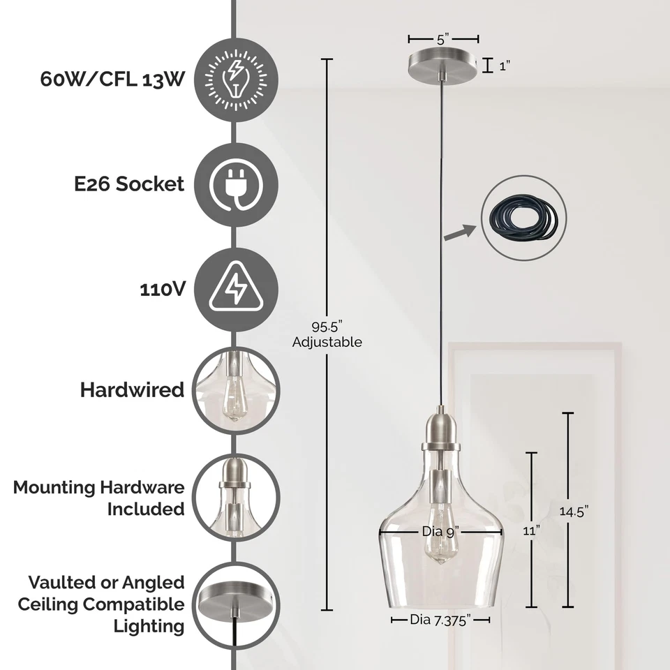 Iluminación de cocina colgante castaño rojizo Hampton Hill, luces modernas de granja, campana Foto 3 de 4