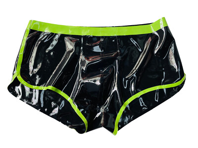 men latex gummi briefs with green trims tight latex underwear fetish BDSM 0.4mm 