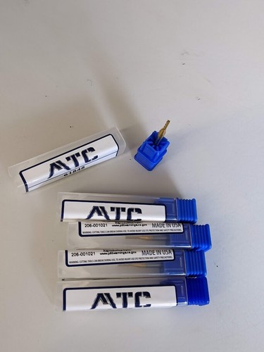 SET BESTEHEND AUS 5 NEUEN HARTMETALL MTC 1/16 SCHAFTFRÄSER 61848 1/8 ZOLL SCHAFT 1/16-4FL-SE-REG TiN - Bild 1 von 3