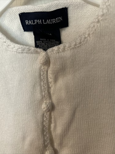 Ralph Lauren Toddler Girls Sweater White With Covered Buttons 18 M - Picture 2 of 3