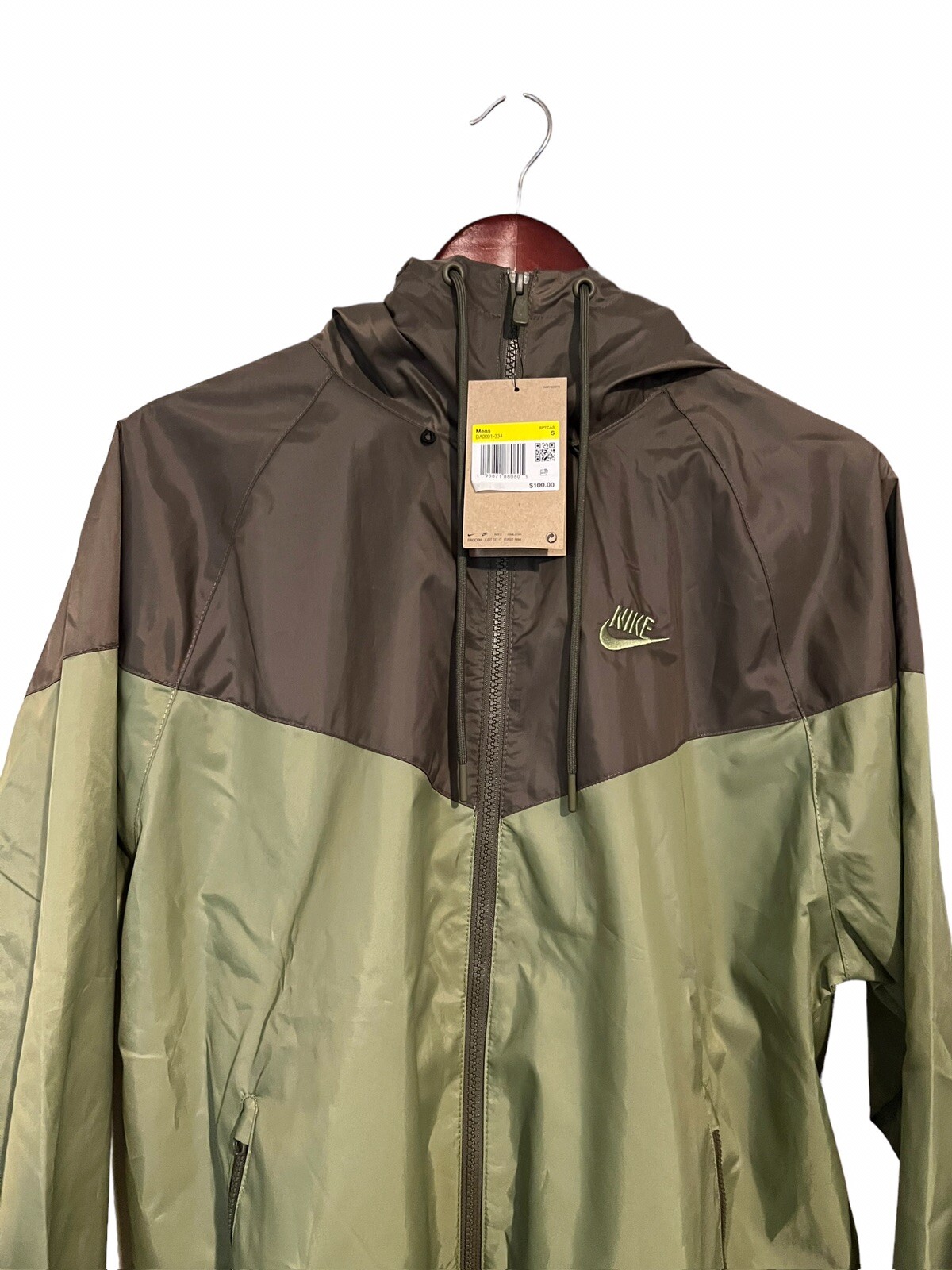 nike windbreaker olive green