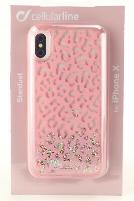 Cellularline Stardust Leopard Schutz Hülle Apple iPhone X pink Handy Case 189