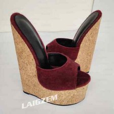 Women Sandals 5CM Platform Wedges 20CM Steep High Heels Mules Slip On Party Show