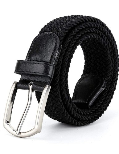 Cinturón elástico trenzado elástico tejido cinturón jeans unisex informal hebilla de acero tela - Imagen 3 de 6