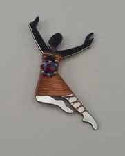LIZTECH ARTISAN JEWELRY 2010 LEAPER DANCER BROOCH MIRRORED RETIRED